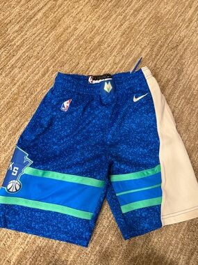 Nike Kids Royal Blue Bucks Basketball Shorts with Green Trim